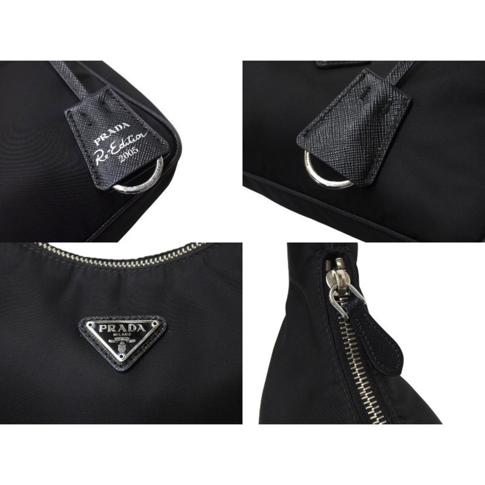 PRADA Hobo One Shoulder Hobo Bag Re Edition Triangle Logo Black - Picture 7 of 10